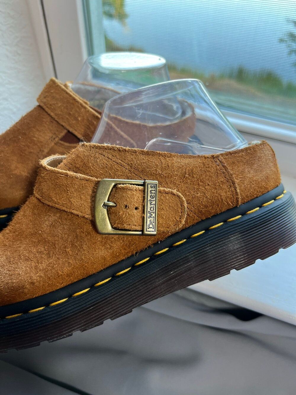 Dr. Doc Martens Isham Faux Shearling Brown Suede Mules Women’s Size 8 Men's 7 - Picture 4 of 12
